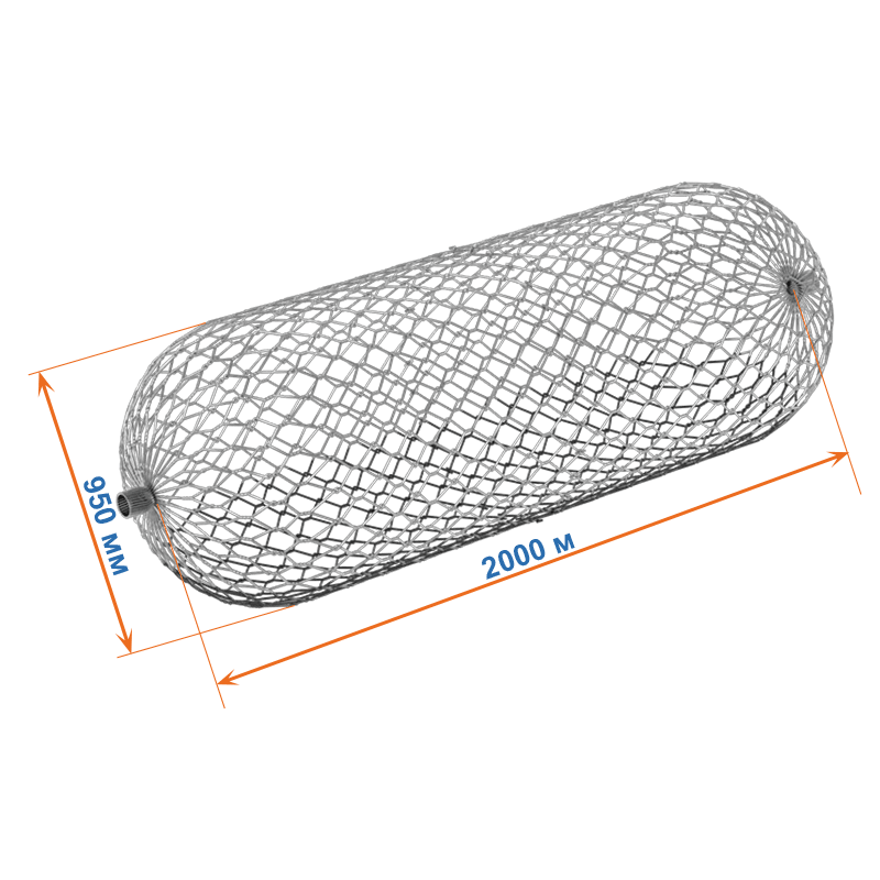 Габион цилиндрический 2х0,95х0,94 оцинкованный / ЦП, Ø проволоки 2,7/3,7мм, размер ячейки 8х10 см фото